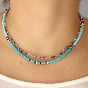 NECKLACE TURQUOISE "SURFER STYLE" VIBRANT COLO